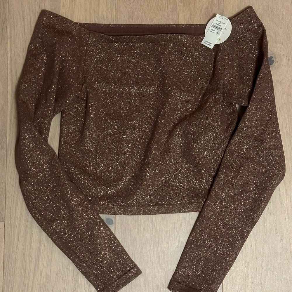 BNWTBrown Sparkly Off-Shoulder Top